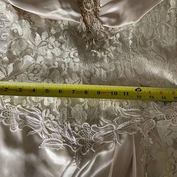 LORRIE KABALA Collectable Vintage Cream Lace Beaded Draped Victorian Dress, Sz 8 - Picture 14 of 16